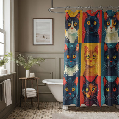 Rideau de douche standard 1 pièce Brushed Cat