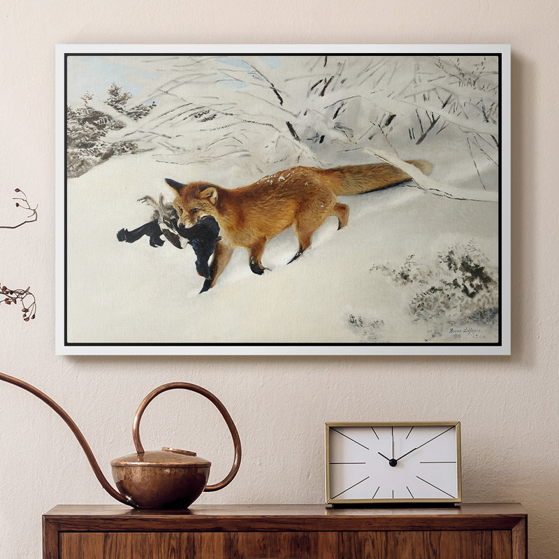 Fox in Snow Landscape (Räv i snölandskap), 1900 - Bruno Liljefors, toile tendue avec châssis, 16 x 24, Blanc