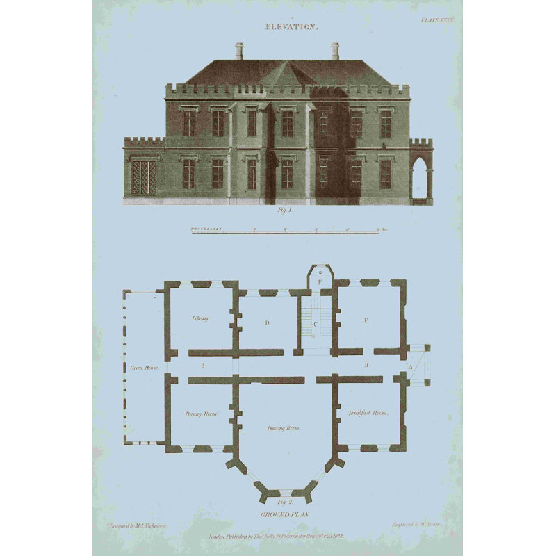 " Chambray House & Plan III " by Thomas Kelly, 36" H x 24" W  