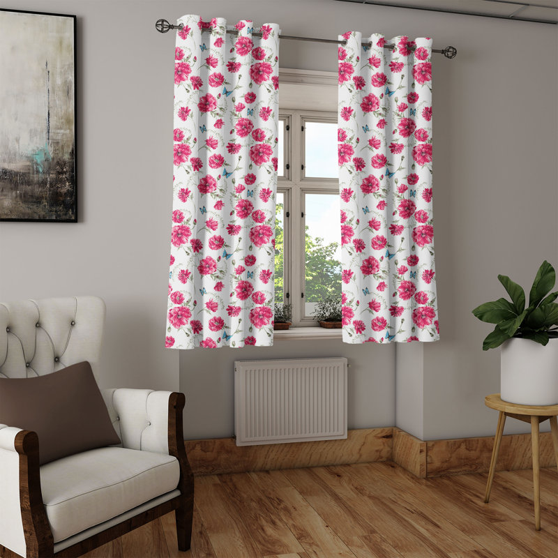 Rideau décoratif à œillets 2 panneaux Butterfly, 50 po x 96 po, rose vert réséda, bleu, L 50 po x L 54 po