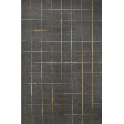 Tapis gris et or noué à la main de haute qualité