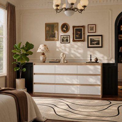 65-Inch 9-Drawer Dresser, Modern Wide Bedroom Storage Chest