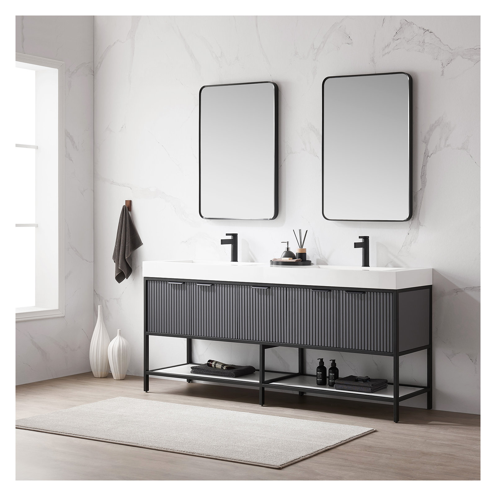 Avonmore 72'' Double Bathroom Vanity, Gray