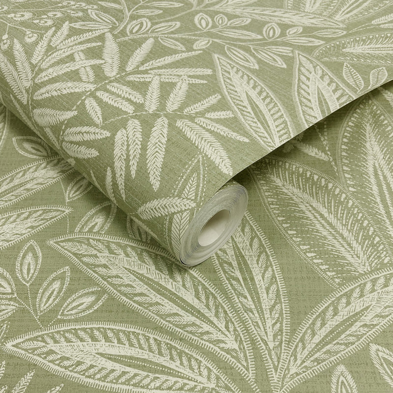Cliffo 10.5m x 52cm Textured Non-Pasted Wallpaper Roll, Green