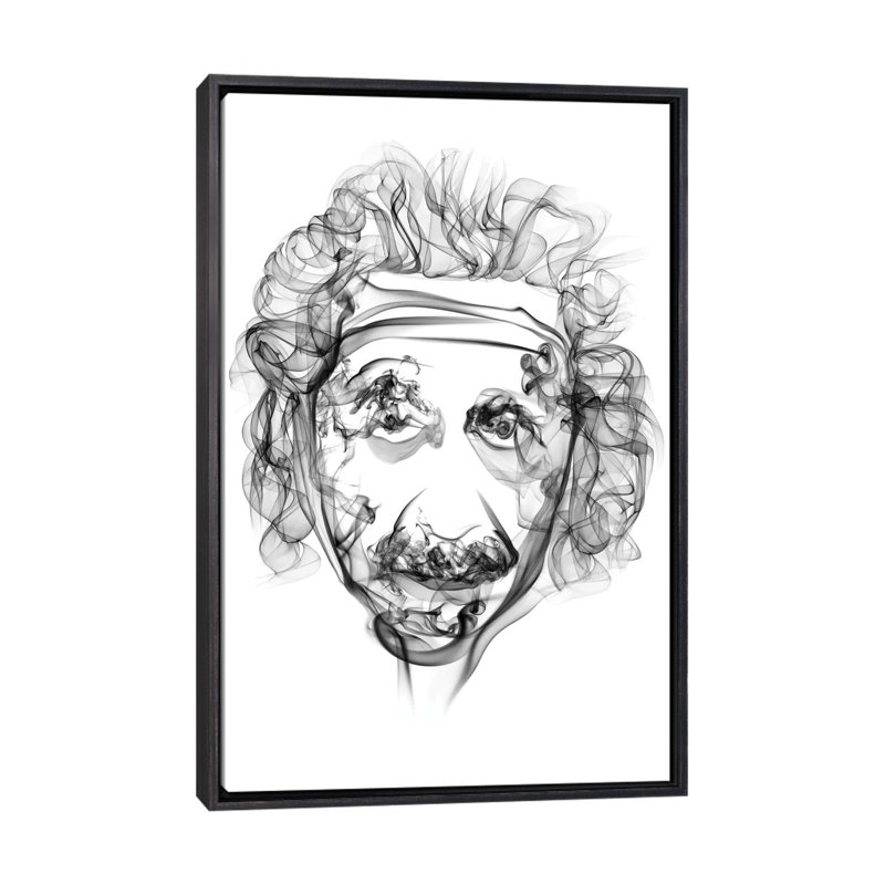 « Albert Einstein » par octave Mielu, reproduction d’art, H 26 po x l 18 po x 1,5 po, Toile avec cadre noir patiné