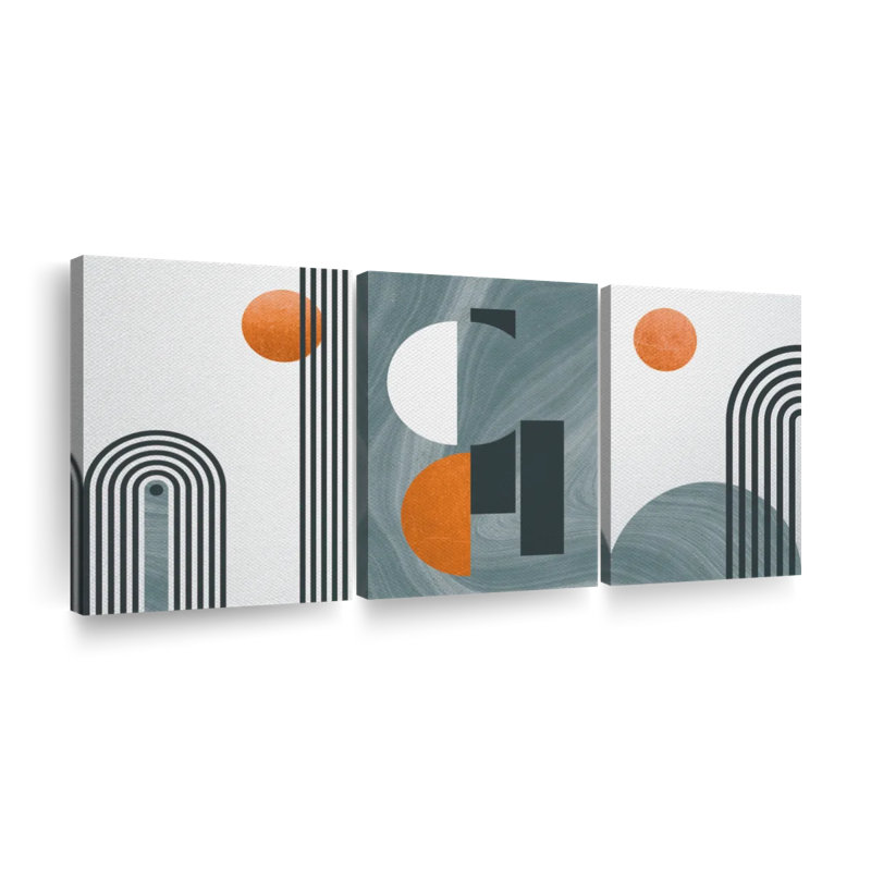 «Retro Geometric Abstract XIX», reproduction sur toile, H 15 po x l 32 po x P 1,25 po