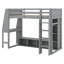 Lit mezzanine en bois avec bureau, étagères à rangement multiples, DEL et portemanteau suspendu