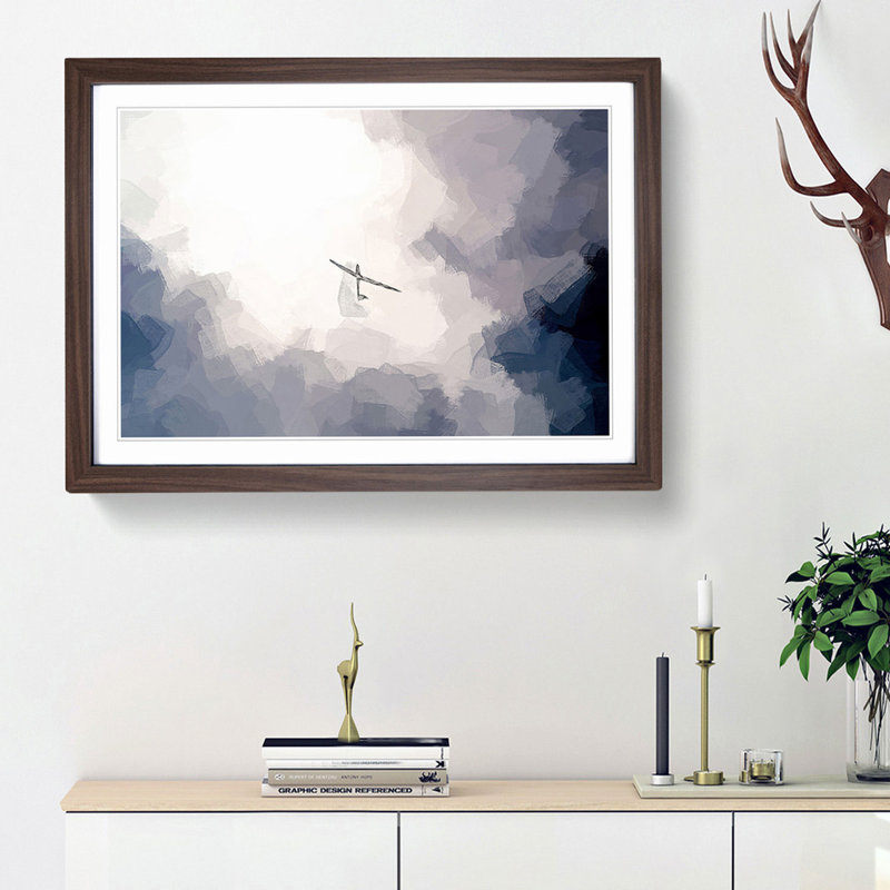 Air Glider in the Clouds in Abstract - Picture Frame Graphic Art Print, Walnut Framed, 48cm H x 65cm W x 2cm D