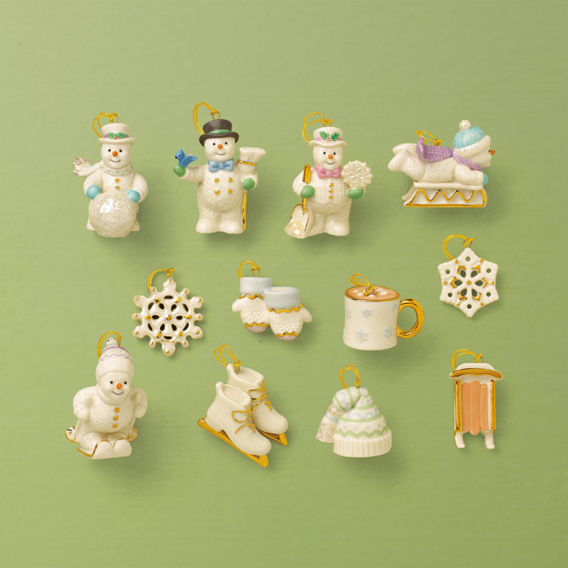 Snow Pals Porcelain Christmas Ornament and Tree Set