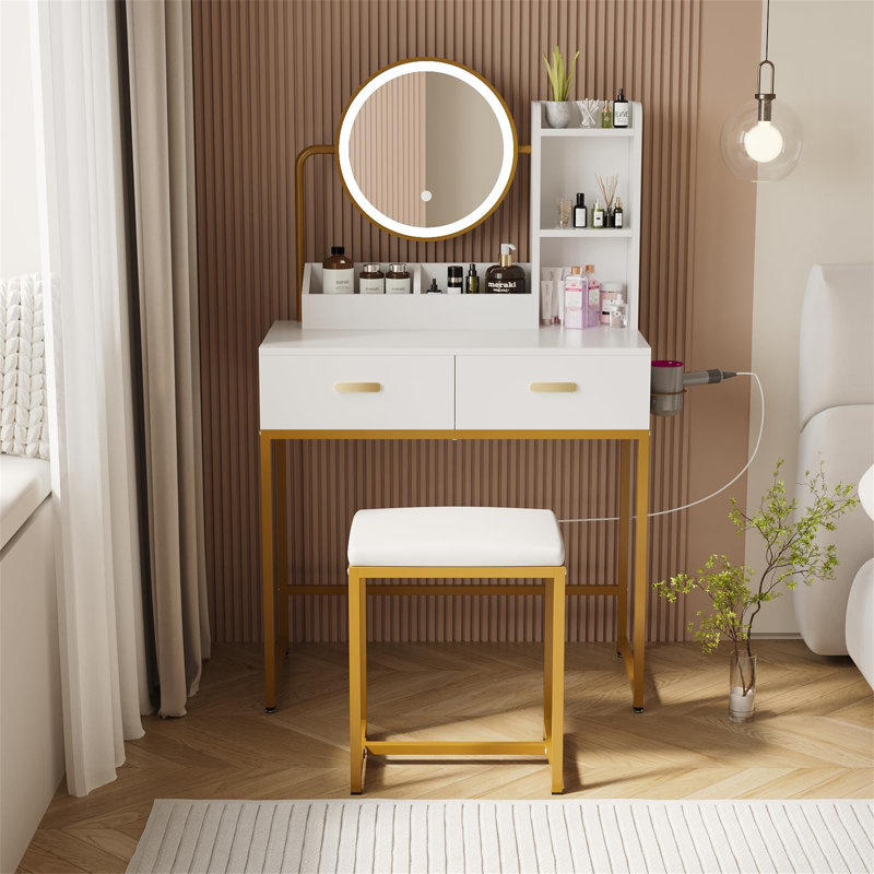 Dressing Table, White/Brown