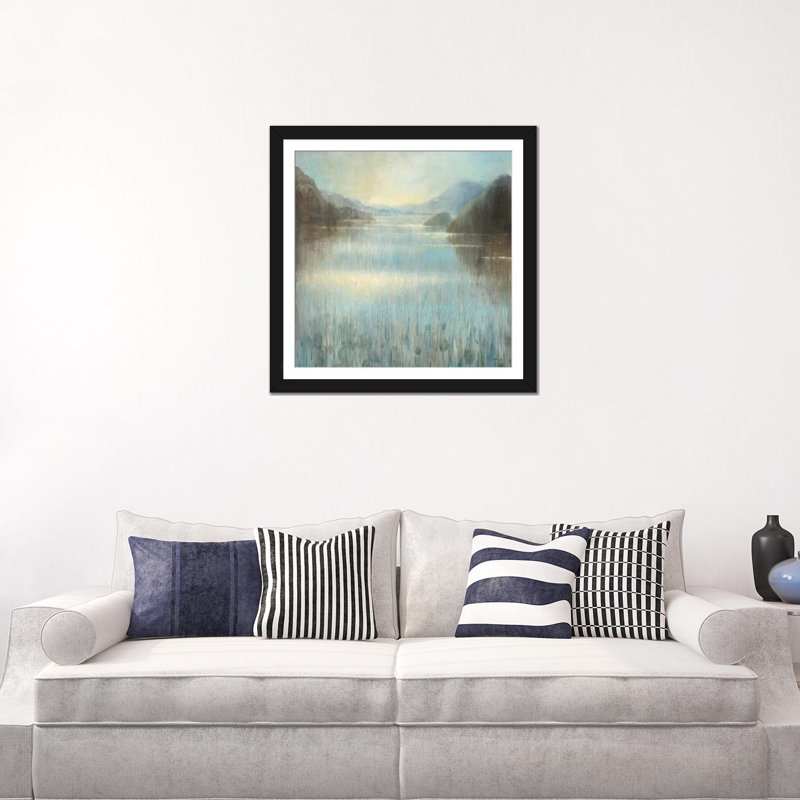 «Through the Mist II», reproduction d'art sur toile, H 24 po x l 24 po x P 1 po, Papier d'art encadré noir, Blanc