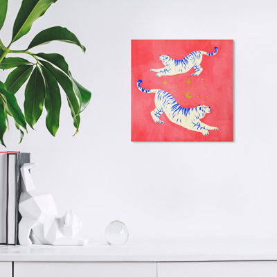 «Animals Bright Tigers Dancing Modern», reproduction d'art sur toile