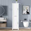 Grande armoire de rangement blanche étroite pour salle de bain, armoire de rangement autoportante avec deux portes et tablettes réglables-26194437-26194435