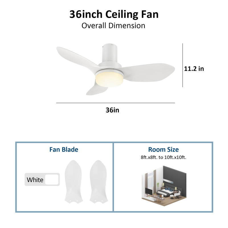 36 Inch 3 Blades DC Motor Smart Ceiling Fan with Light