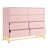 8 Drawer Double Dresser for Bedroom, Wooden Chest of Dressers, Modern Wooden Dresser Chest with Golden Handles, Beside Table, White-109330034