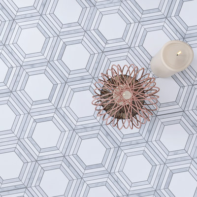 Interspace 10.63 in. x 12.01 in. Hexagon Polished Marble Mosaic Tile