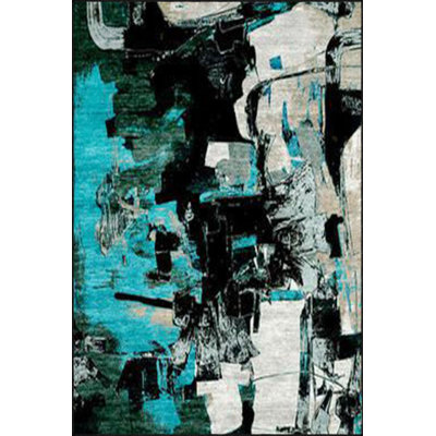 Tapis décoratif moderne bleu pastel lavable à la machine