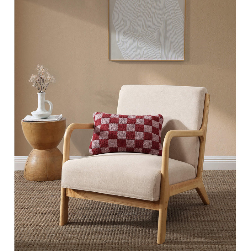 Checkerboard Lumbar Pillow Cover & Insert, 20" H x 20" W' x 1.4" D, Pomegranate/Rose Checkered