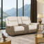 Causeuse inclinable manuelle double Foe avec console, chenille beige et gris