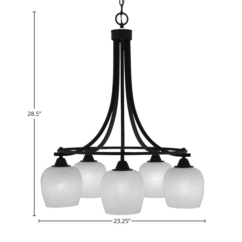 Paramount 5 Light Downlight Chandelier, White