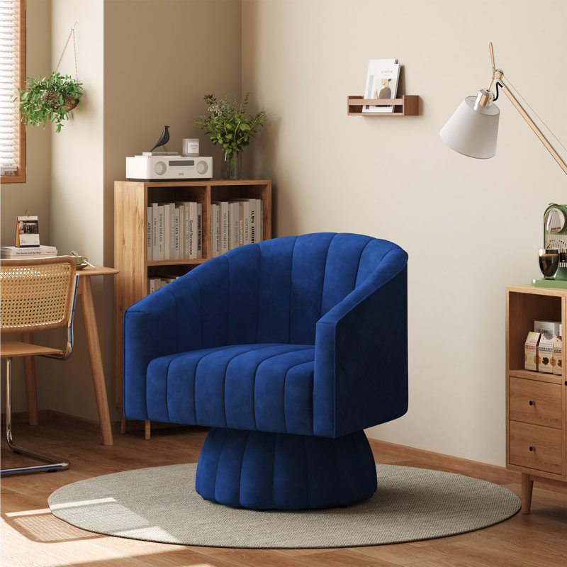 Fauteuil pivotant rembourré surdimensionné, Polyester bleu