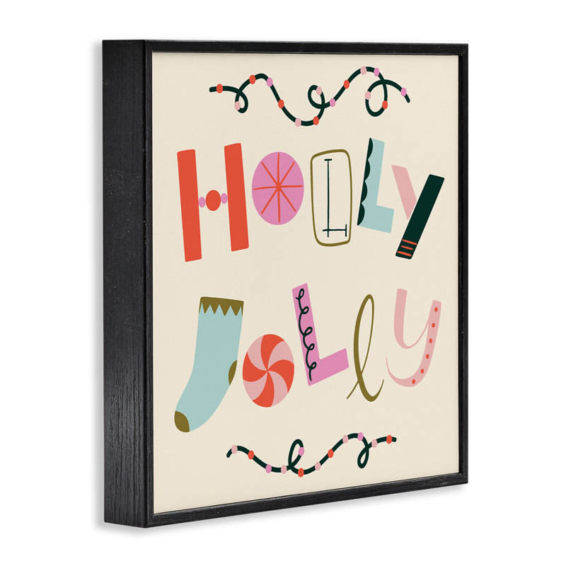 Holly Jolly Eclectic Holiday, estampe numérique giclée par Sazerelli Designs, Giclée encadrée noir minuit, H 12 po x l 12 po