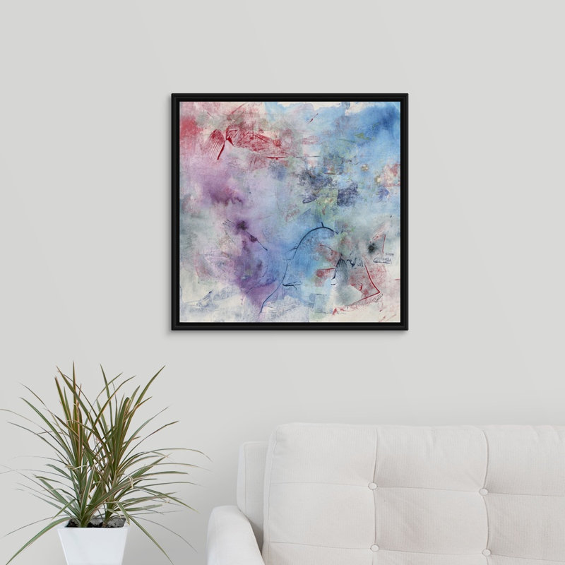 «Fun and Games I», peinture sur toile, H 21,7 po x l 21,7 po x P 1,75 po, Cadre flottant noir