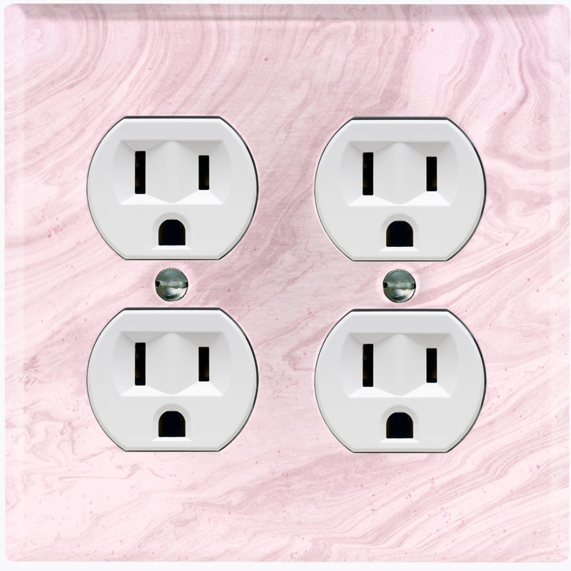 Plaque murale 2 prises doubles, Rose / blanc
