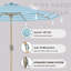 Parasol de patio à inclinaison automatique de 10 pi avec pampille à rayures bleues et vertes pour la plage, la cour et la terrasse
