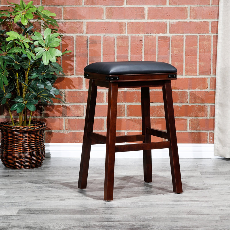 Tabouret de bar 30 po avec siège en cuir noir - conçu pour durer