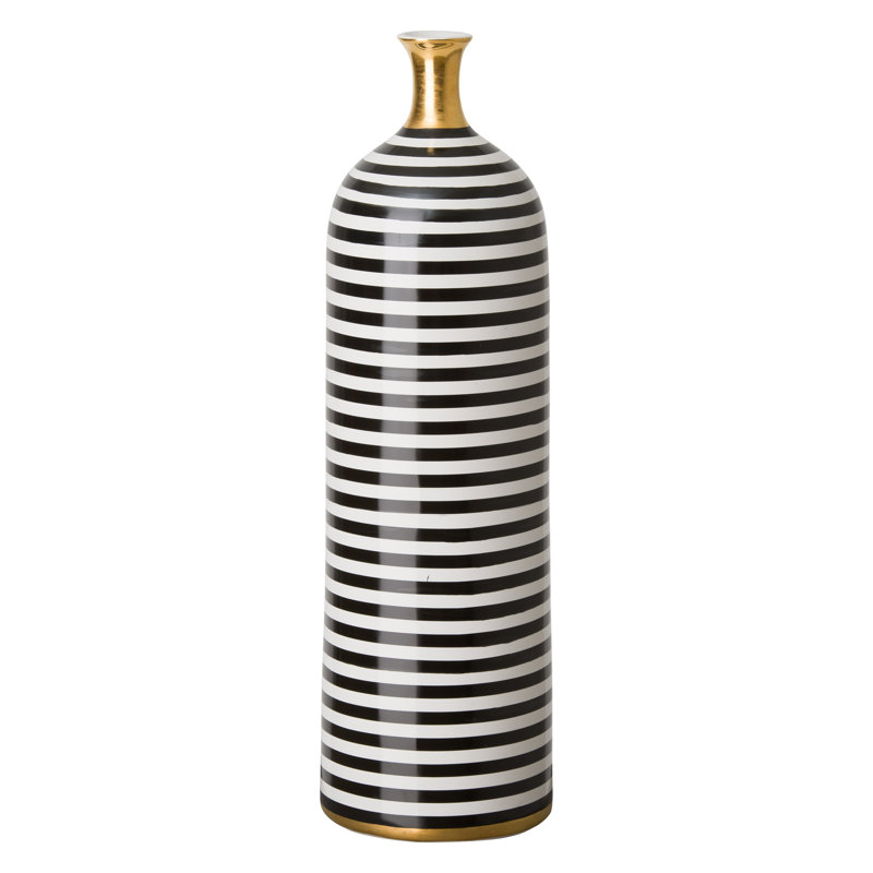 Vase de table intérieur / extérieur 25 po Blk / Wht / Gold