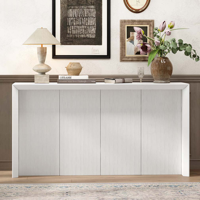 Console en placage de bois d'acacia, Beige