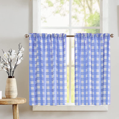 Poplin Tavern Gingham Checkered Cafe Tier Curtains