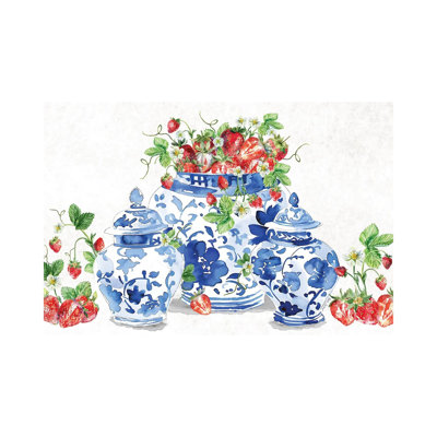 Ginger Jars And Strawberries - reproduction d'art murale - toile tendue
