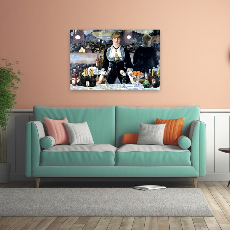 Bar at the Folies Bergeres, reproduction d'art murale classique contemporaine, 32" H x 48" W