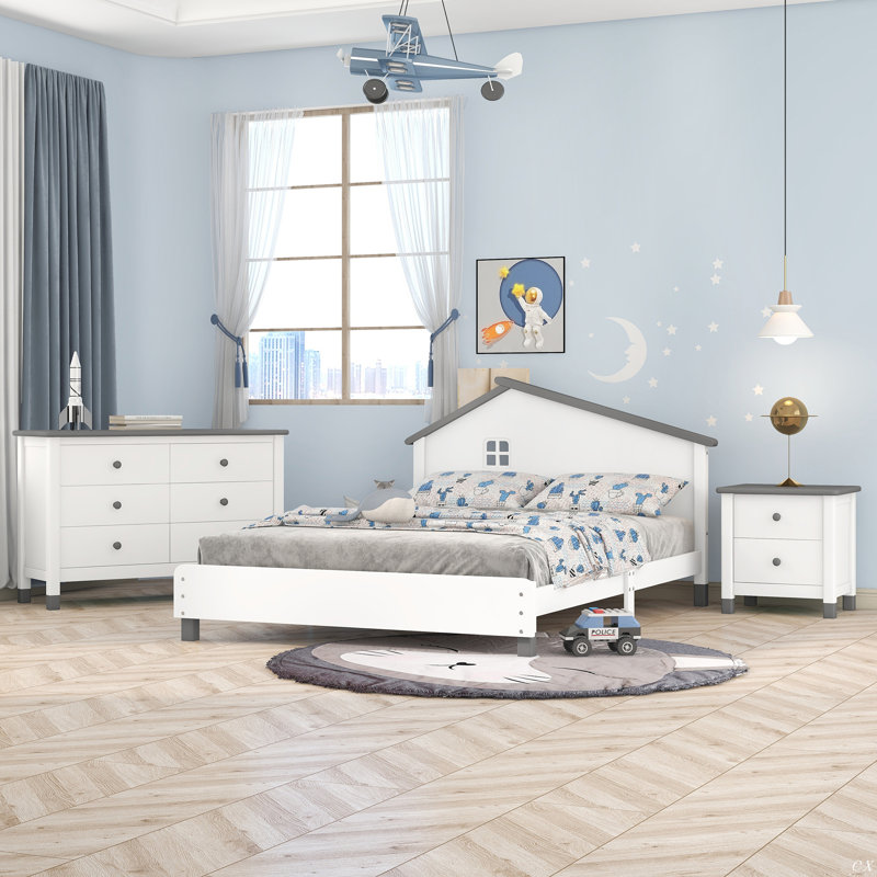 Piece Bedroom Set, White/Gray, Full/Double