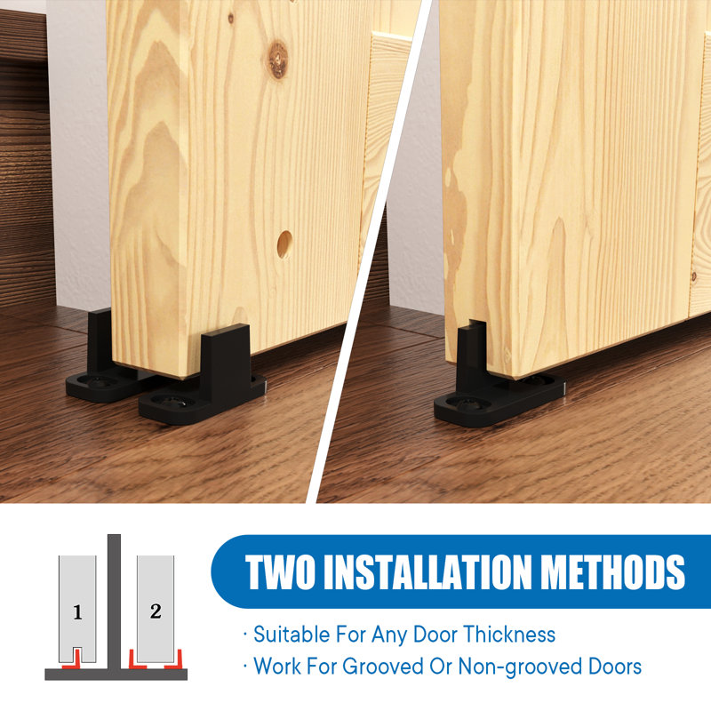 Double Bypass Matte Black Barn Door Hardware Kit, 96-inch Track