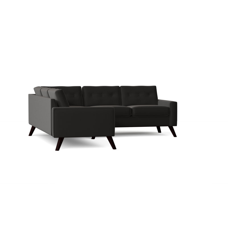 Canapé modulaire de coin en coton 96 po Amber, Noir Klein, Accoudoir à gauche (vu de face), Naturel