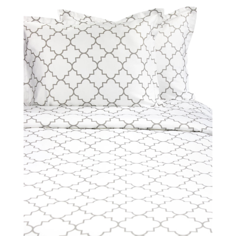 Lattice Geometric Shapes Duvet Cover, Gray, Twin/Twin XL