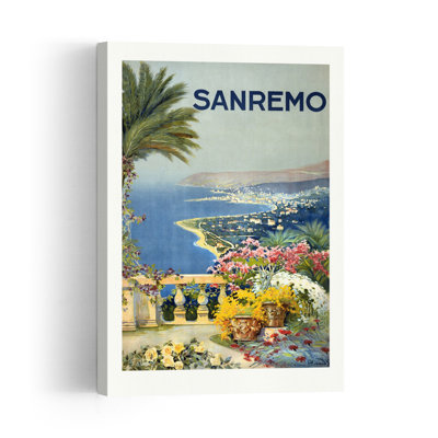 Sanremo : Alicandri Roma Colorful Retro Vintage Coastal Landscape Wall Art Print