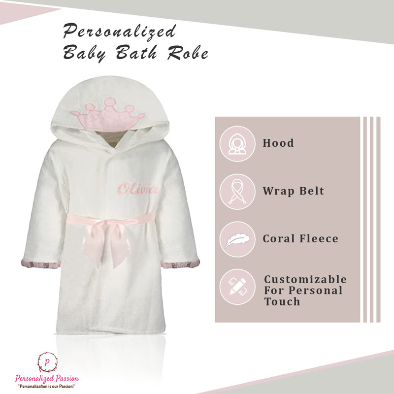 Plush Baby Ankle Bathrobe with Hood, S, Yes