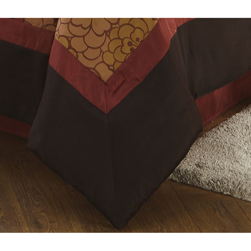 Ensemble d'édredon jacquard 7 pièces Sibyl, Édredon de très grande taille et 6 pièces suppl, Noir / or