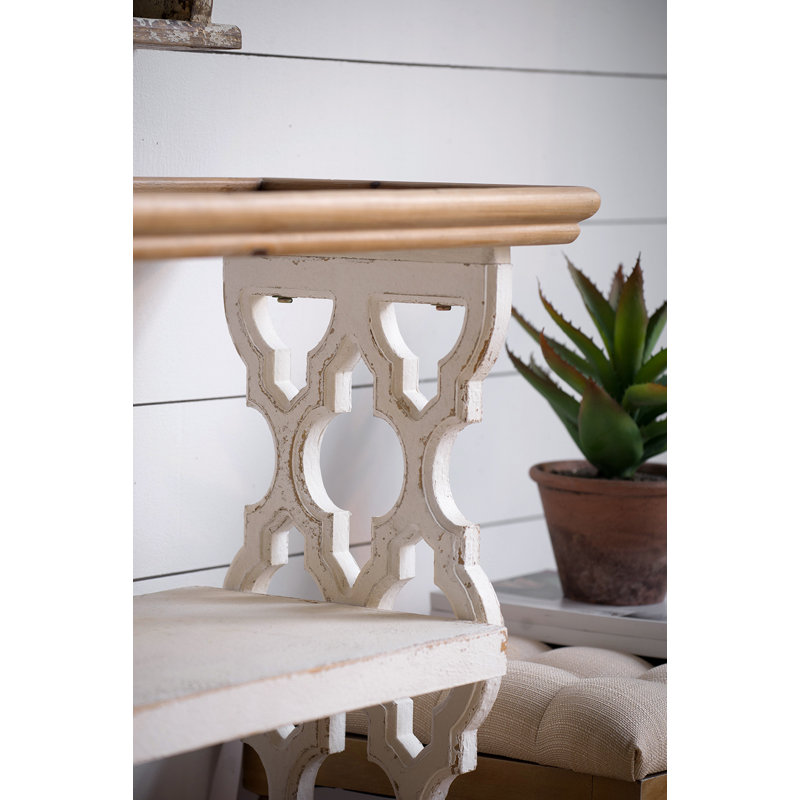 Cottage Charm Dual-Tone Fir Wood Console with Carved Panels