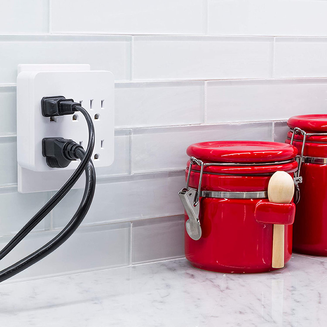 GE 6-Outlet Wall Tap with Surge Protection, 1020J, White, 36727 GE