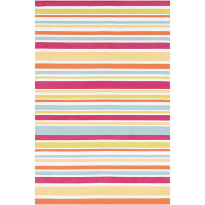 Tapis rose vif / jaune tissé à plat à la main Arianah