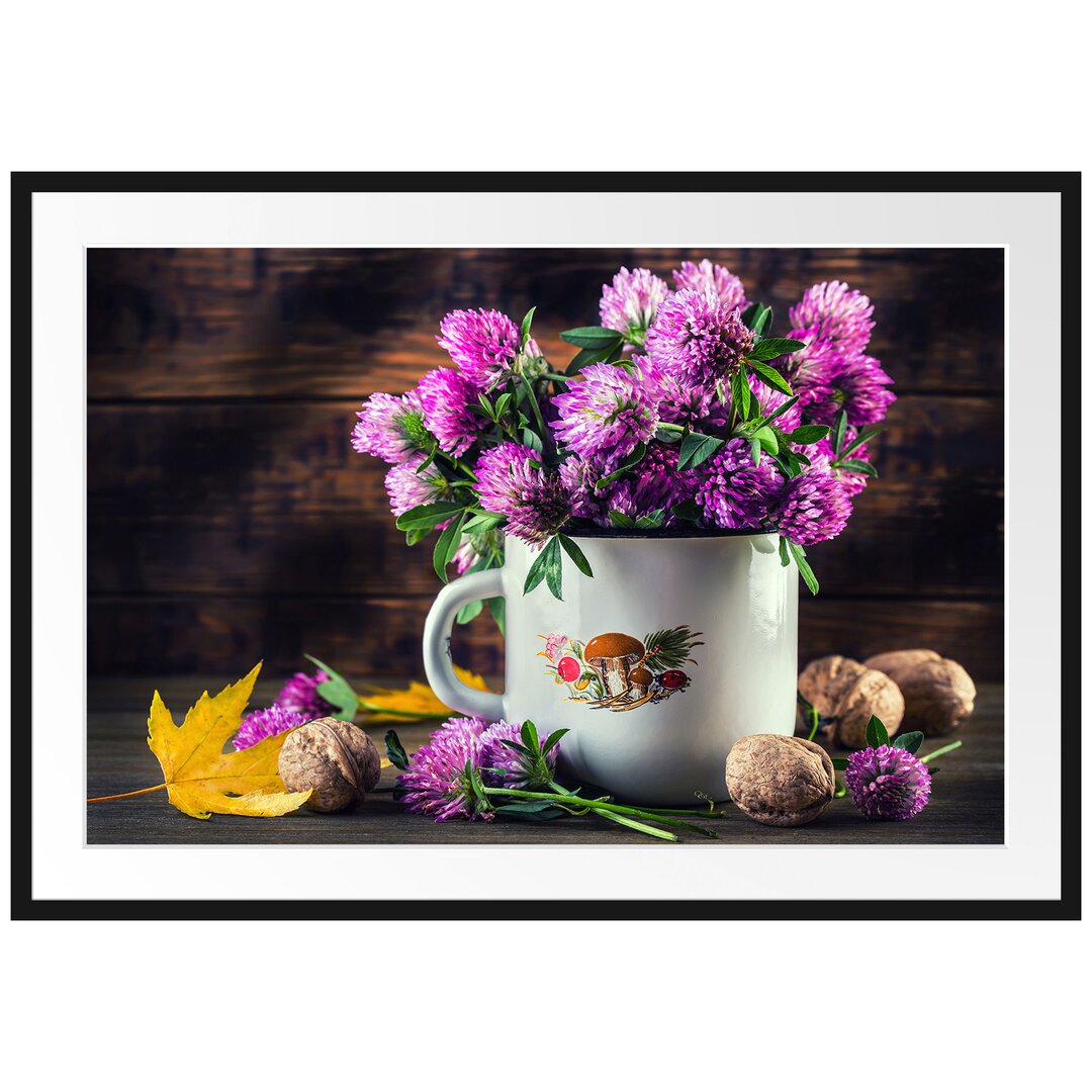 Kleeblumen im Zinntopf Gerahmter Fotokunstdruck Poster