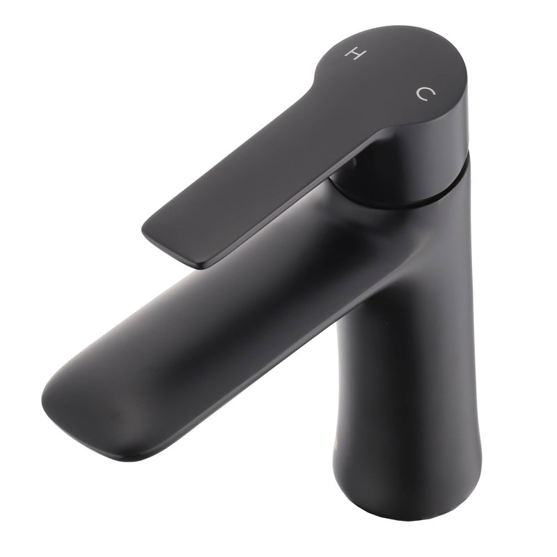 Robinet de salle de bain rond à un trou, Noir