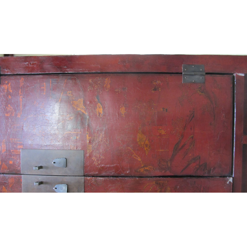 80" Inch High Chinoiserie-Style Red Elm Armoire