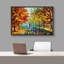 Impression de toile de paysage orange sur fond de feuilles de forêt d'automne orange pour le décor de chambre à coucher M03-104074589-104074592