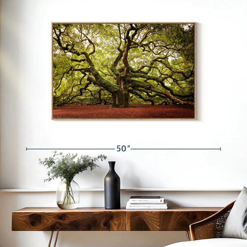 Chêne Charleston Angel, Cadre flottant en bois naturel, 37 po x 25 po